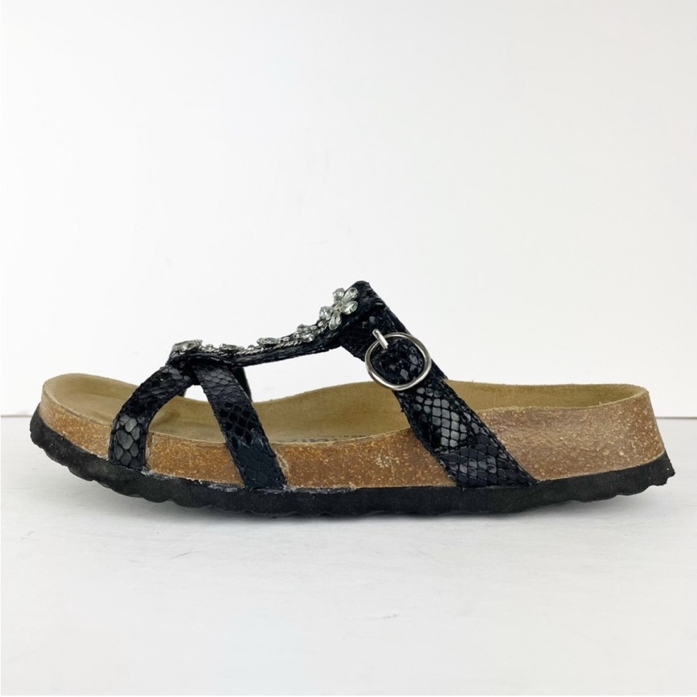 Birkenstock Betula Tango Black Snake Print Crystal Open Back Sandals - Picture 8 of 12